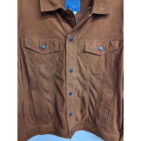 Gilded Age Mens Wild Suede Leather Jacket Old Camel Brown Suede Size XL - Picture 2 of 8